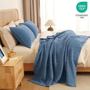 PHF 100% Cotton Waffle Weave Throw Blanket, Soft Lightweight Breathable Cozy Summer Throws for Couch Bed Sofa, Luxury Aesthetic Woven Blanket for Home Decor & Office, 50"x60", Captain's Blue by CozyNest Decor