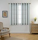 MIUCO Moroccan Embroidered Semi-Sheer Curtains Faux Linen Grommet Window Panel Pair for Nursery 52 x 63 Inch, Sea Foam by CozyNest Decor
