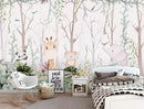 WFBHUA-Kids Tree Wallpaper Cute Animals Plants Bird Wall Decor Mural for Nursery Boys Girls Bedroom Room (Not Peel and Stick) by CozyNest Decor