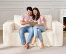 Modular Sectional Sofa 2 Seater Loveseat Modular Couch with Deep Seat Memory Foam Cloud Chair with Pillows Oversized Sectional Sofa for Living Room Bedroom (Strip White, Loveseat) by CozyNest Decor