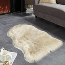 AMTOVO Faux Fur Rug, Beige Small Area Rug, Fluffy Sheepskin Rug, Fuzzy Ultra Soft 2 x 3 ft Shag Rugs for Bedroom Sofa Throw Cushion Room Decor, Sheepskin by CozyNest Decor