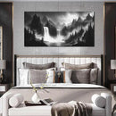 HUBOSKN Waterfall Pictures Wall Decor for Living Room - Mountain Wall Art for Office - Black and White Canvas Wall Art for Bedroom Size 24" x 48" by CozyNest Decor