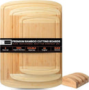 Bamboo Cutting Board Set – Charcuterie & Chopping Boards for Kitchen, Large & Small Sizes, Safe Cutting Boards for Meat, Cheese, Pizza – Home & Kitchen Gift Idea by CozyNest Decor
