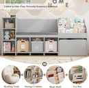 HOSTACK 67" Kids Reading Nook with Bench, Kids Bookshelf and Bookcase with Seat Cushion and 6 Storage Cubbies, Toy Storage Box on Wheels, Toy Chest for Playroom, Bedroom, School, Grey by TinyTreasures Baby Boutique