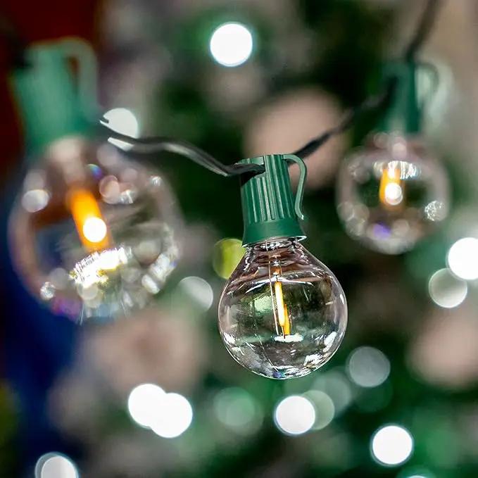 Novelty Lights 50 Feet G40 LED Patio String Lights with 50 Bulbs, Warm White, Weather Resistant and Shatterproof Replaceable Plastic Globe Bulbs, Green Wire, photo 5 of 9