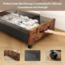 Wooden Under Bed Storage with Wheels, Rolling Under the Bed Storage Bins with Removable Lid, Metal Under Bed Drawers for Clothes and Shoes in Bedroom or Living Room(Walnut Brown-1pack) by CozyNest Decor
