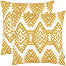 HWY 50 Mustard Yellow Decorative Throw Pillow Covers 18x18 Inch, Pack of 2 Embroidered Cotton Farmhouse Cushion Cover Pillow Case for Sofa Couch Living Room Bed Bedroon, Modern Diamond Geometric by CozyNest Decor