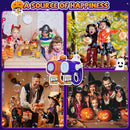 Halloween Bubble Machine Gun for Kids: 2 Pack Automatic Bubble Maker Blaster Toys with LED Lights, 10 Refill Solutions, Pumpkin & Ghost Bubble Blower for Halloween, Party Favor, Toddlers 3-8 Gifts by TinyTreasures Baby Boutique