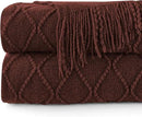inhand Knitted Throw Blankets for Couch and Bed, Soft Cozy Knit Blanket with Tassel, Diamond Brown Lightweight Decorative Blankets and Throws, Farmhouse Warm Woven Blanket for Men and Women, 60"x80" by CozyNest Decor