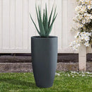 Kante 23.6" H Charcoal Finish Concrete Tall Planters Large Outdoor Indoor Decorative Plant Pots with Drainage Hole and Rubber Plug, Modern Tapered Style for Home and Garden by CozyNest Decor