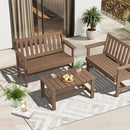 SERWALL Patio Coffee Table, HDPE Rectangle Outdoor Coffee Table, Brown by CozyNest Decor