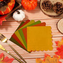 150 Pcs 5 x 5 Inches Fall Thanksgiving Paper Napkins Scalloped Cocktail Napkins Disposable Autumn Harvest Party Supplies Dessert Beverage Bathroom Table Dinner Wedding Decor by CozyNest Decor
