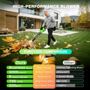 Tietoc Leaf Blower Cordless, 1200W Brushless Electric Leaf Blower with 2 X 5.0Ah Battery, 6 Speed Levels, 2 Extended Tube and Nozzles, Powerful Leaf Blowers for Garden, Patio, Lawn Care (Green) by GreenHaven Gardens