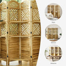 Room Divider with Shelves, 68.9inch Wood Carved and Louvered Wall Divider Freestanding, 6 Panels Folding Partition Screen for Bedroom Home Office (Natural) by CozyNest Decor