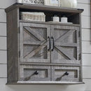 Bathroom Wall Cabinet, Farmhouse Medicine Cabinet, 24" Wide Cabinet with Drawer, Adjustable Shelf, Double Barn Doors, Storage Cabinet for Bathroom, Kitchen, Living Room, Grey Wash by CozyNest Decor