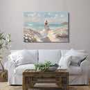 cozy country Beach Wall Art 45"x30" - Coastal Pictures Ocean Canvas Decor - Nautical Artwork Seascape Hand Painting for Girls Room, Bedroom, Sea House by CozyNest Decor