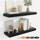 fuqing Floating Shelves for Wall, Bathroom Shelf Wall Mounted for Storage, Shelves with Invisible Bracket for Bedroom, Kitchen, Living Room, Farmhouse Small Book Shelf, 24 Inch Set of 2, Black by CozyNest Decor