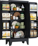 51" H Metal Kitchen Pantry Storage Cabinet, Freestanding Cupboard Storage Cabinet with Doors and Adjustable Shelves, Large Stand Up Food Cupboard for Living Room, Dinning Room, Black by CozyNest Decor