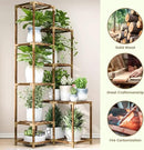 HOMKIRT Tall Corner Plant Stand with Grow Lights, Plant Shelf Indoor for Multiple Plants, Wood Plant Ladder Rack Holder Display Flower Stand for Living Room Balcony by GreenHaven Gardens