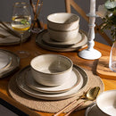 GBHOME Ceramic Dinnerware Sets for 6, 18 Pieces Stoneware Plates and Bowls Sets, Scratch Resistant Dishes, Dishwasher & Microwave Safe, Reactive Glaze-Cappuccino by CozyNest Decor