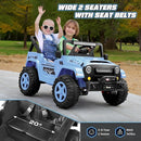 Hikole 2 Seater XL Ride on Cars for Kids - 24V Electric Car with 20 Inch Wide Seat, 4WD/2WD Switch, Remote Control, LED Lights, Music Player, Battery Powered Car for Kids, Blue-Gray by TinyTreasures Baby Boutique