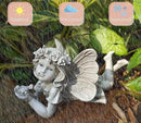 MeritMode Fairy Flower Garden Outdoor Statue - Angel Holding Bird and Butterfly, 11" Width, Cherub Decor and Grandma Gifts, Patio and Yard by GreenHaven Gardens