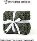YnM Chunky Throw Blanket, Medium-Weight, Hand Knitted, Skin Friendly, Ventilated and Breathable, Machine Washable, Home Décor Piece for Couch, Sofa and Bed (Olive, 50x70 Inch) by CozyNest Decor