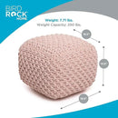 BIRDROCK HOME Square Pouf Ottoman | Cotton Braided Foot Stool with Bean Bag Filling | Boho Foot Rest for Living Room, Bedroom | Compact & Comfortable Seating, Lightweight & Sturdy | Dusty Rose by CozyNest Decor