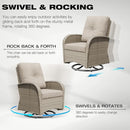 Joyside Outdoor Swivel Rocker Chairs, 3 Piece Wicker Patio Set with Thick Cushion and Side Table, Rattan Patio Swivel Rocking Chairs for Porch, Deck Use (Natural/Beige, 3 PCS) by GreenHaven Gardens