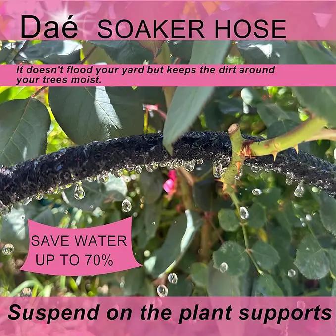 Rubber Soaker Hose, 1/2 inch, 100ft Garden Hose for Irrigation,Water-Saving up to 70%, Brass Connector Leak-Proof, Heavy-duty Hose, Watering for Trees,Lawns, Vegetables and Flowers., photo 6 of 8