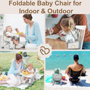 Baby Travel Booster Seat with Double Tray, BabyBond Upgraded Toddler Portable Baby Chair, Booster Seat for Dining Table, Stable and Foldable Booster Baby Chair for Indoor/Outdoor (Grey Lion) by TinyTreasures Baby Boutique