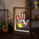 CHERRY CHEERS Family Handprint Kit with Light, Handprint Keepsake Frame, Wooden Led Light, Easy Install, No Need Screw etc, Non-Toxic Paints (Brown) by TinyTreasures Baby Boutique