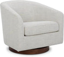 CHITA Swivel Accent Chair, FSC Certified Upholstered Fabric Barrel Chair for Living Room, Ivory by CozyNest Decor