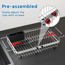 MAJALiS Expandable in Sink Dish Drying Rack - Adjustable Capacity (11.3''-17''L) Stainless Steel Over Sink Dish Drainers Rack for Kitchen Sink with Utensil Holder, Silver by CozyNest Decor