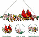 Welcome with Red Cardinal Suncatcher Red Bird Stained Glass Suncatchers Window Hanging Ornament for Home Decor Indoor Wall Art for Mother's Day Women Mom Birds Lovers Friends (Welcome) by GreenHaven Gardens