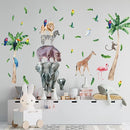 Safari Animal Wall Decals for Kids by Lipastick-Peel and Stick Jungle Stickers Giraffe, Elephant, Hippo, Palm Tree, Parrot for Toddlers Room, Nursery, Playroom, Classroom, Daycare Decor Art- L Size by TinyTreasures Baby Boutique