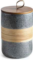 Large Storage Containers with Lids, Ceramic Coffee Container Kitchen Food Storage Cookie Jars with Airtight Lid for Spice Sugar Tea Bag, Stackable Decorative Jars for Counter, Grey & 61oz by CozyNest Decor