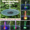 ALUKIKI Solar Powered Fountain 4W Bird Bath Fountains Pump Upgraded Glass Panel Fountains with Color LED Lights 7 Nozzles & 4 Fixers for Garden Small Pond Outdoor Swimming Pool Fish Tank by GreenHaven Gardens