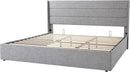Allewie King Size Lift Up Storage Bed, Modern Wingback Headboard, Hydraulic Support, No Box Spring Needed, Light Grey by CozyNest Decor