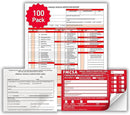 100 Pack 3-Ply Carbonless Annual Vehicle Inspection Report Forms with FMCSA Red Aluminum Labels & White Mylar Laminate Vinyl Labels, DOT Inspection Forms and Stickers, Shrink-Wrapped, 8.5" x 11.75" by GreenHaven Gardens