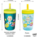 Zak Designs CoComelon Kelso Tumbler Set, Leak-Proof Screw-On Lid with Straw, Bundle for Kids Includes Plastic and Stainless Steel Cups with Bonus Sipper (3pc Set, Non-BPA), 15 fluid ounces by TinyTreasures Baby Boutique