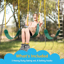 TURFEE 3 Pack Green Swing Seats Heavy Duty with 66" Chain, Swing Set Accessories Replacement with Snap Hooks for Kids Outdoor Play Playground, Trees, Backyard (Limit 300lb) by TinyTreasures Baby Boutique