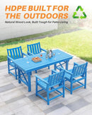 HDPE Outdoor Dining Table, 66.9” Rectangle Patio Dining Table for 6, All-Weather HDPE Outdoor Table with 2.2” Umbrella Hole, HDPE Patio Furniture for Deck, Backyard, Garden, Pool, Sky Blue by CozyNest Decor