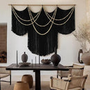 Macrame Wall Hanging Black Yarn Tapestry Home Decor Large Fiber Wall Art Living Room Bedroom Home Wall Decor 57" W x 43" L by CozyNest Decor