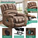 VIVIJASON Large Dual OKIN Motor Power Lift Recliner Chair for Elderly Big Man, 180° Lay Flat Electric Recliner with Heat & Massage, Infinite Position, 2 Remote Controls, Side Pockets & USB Port, Brown by CozyNest Decor