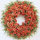 26" Fall Wreath for Front Door, Porch, Window - Large Artificial Boxwood Leaves with Fake Daisy Flowers Outdoor Wreath Faux Eucalyptus for Home Farmhouse Harvest Festival Thanksgiving Day Autumn Decor by CozyNest Decor
