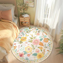 Floral 6ft Area Rug Machine Washable Soft Print Boho Carpet Non Slip Doormat Low Pile Flower Area Rugs for Living Room Bedroom Nursery Kitchen Dining Room Indoor-Beige/White/Orange by TinyTreasures Baby Boutique