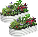 2 Pcs 6x3x1ft Oval Raised Garden Bed, Galvanized Raised Beds,Open-Ended Base Metal Raised Planter Beds,Garden Bed Outdoor,Planter Raised Boxes for Vegetables, Flowers,Tool-Free Asse,White by CozyNest Decor