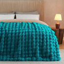 Lotus Karen Faux Fur Teal Throw Blanket - Big Bubble Rabbit Fluff Blanket for Couch Bed Sofa,Softest Fluffy Fuzzy Cozy Blanket,Thick Furry Plush Shaggy Warm Blankets for Women,50x60 Inches by CozyNest Decor