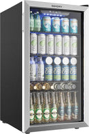 EUHOMY Beverage Refrigerator and Cooler, 128 Can Mini fridge with Glass Door, Small Refrigerator with Adjustable Shelves for Soda Beer or Wine, Perfect for Home/Bar/Office, Silver by CozyNest Decor